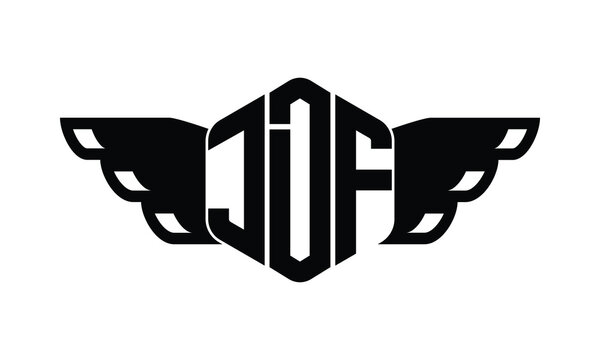 JDF polygon wings logo design vector template.