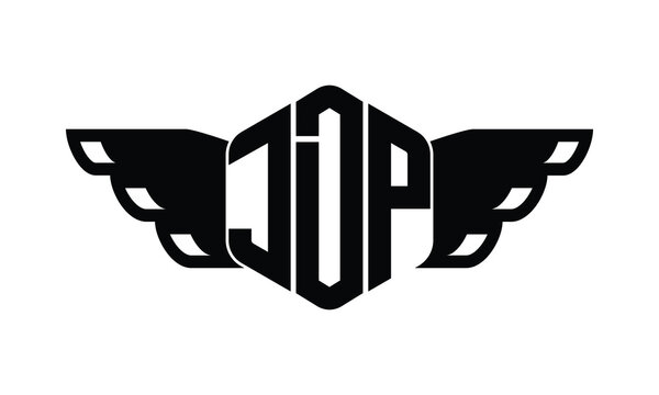 JDP polygon wings logo design vector template.