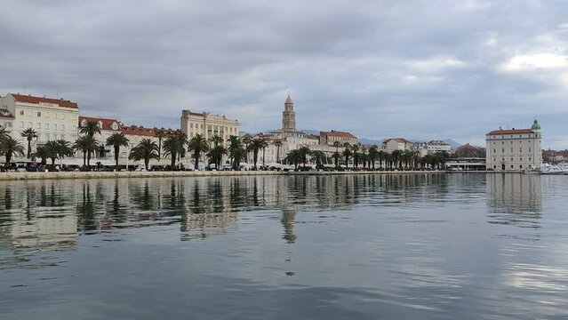 Timelapse video of the waterfront of Split in Croatia and beautiful traditional buildings