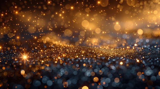 Christmas lights background. Sparkles of golden light with soft bokeh blur.