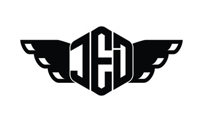 JED polygon wings logo design vector template.