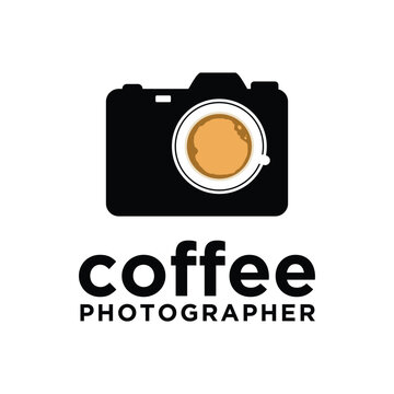 Camera Photo with coffee for Photography Studio logo design and cafes restaurant