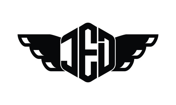 JED polygon wings logo design vector template.