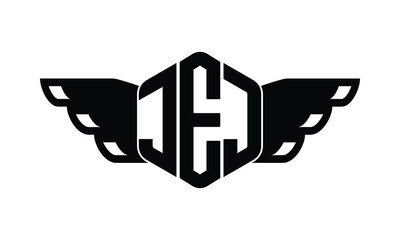 JEJ polygon wings logo design vector template. - obrazy, fototapety, plakaty