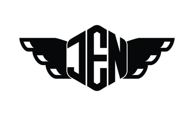 JEN polygon wings logo design vector template.