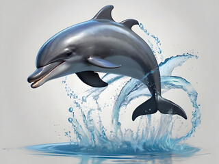 dolphin jumping out of water cartoon concept art happy dolphin jumping with grey screen