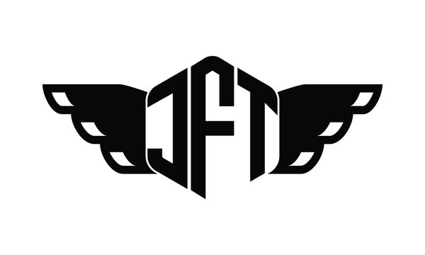 JFT polygon wings logo design vector template.