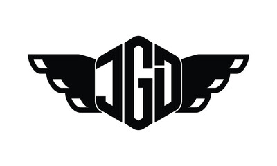 JGD polygon wings logo design vector template.