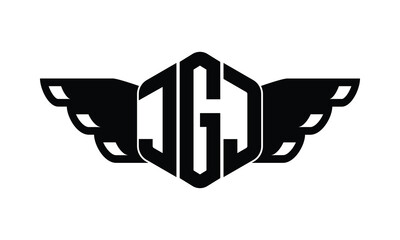 JGJ polygon wings logo design vector template.