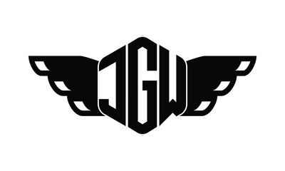 JGW polygon wings logo design vector template.