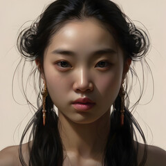 Portrait of a fair skin Asian lady  