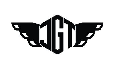 JGT polygon wings logo design vector template.