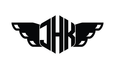 JHK polygon wings logo design vector template.