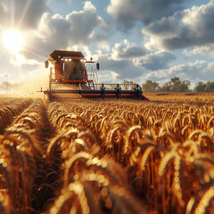 Combine harvesters during cereal harvesting. AI genrative. - 770672247