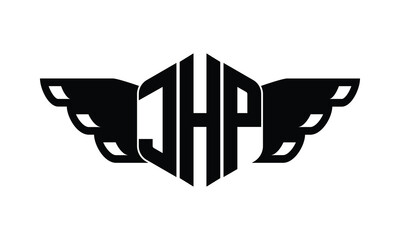 JHP polygon wings logo design vector template.