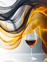 A glass of red wine on a dark and light background. AI generative. - 770672418