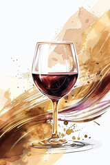 A glass of red wine on a dark and light background. AI generative. - 770672467