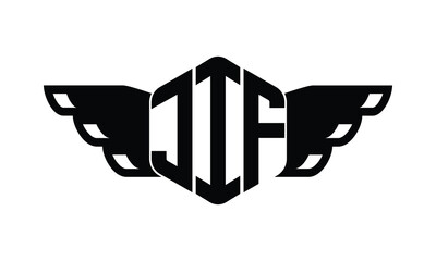 JIF polygon wings logo design vector template.