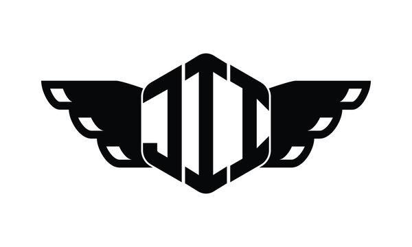 JII polygon wings logo design vector template.