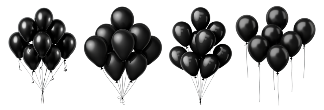 Set of  of black balloons, cut out