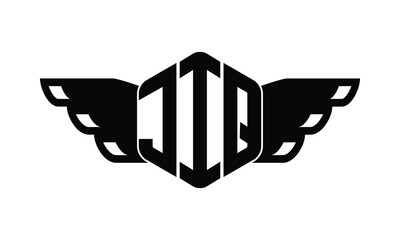JIQ polygon wings logo design vector template.