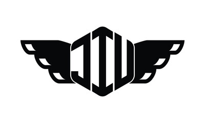 JIU polygon wings logo design vector template.