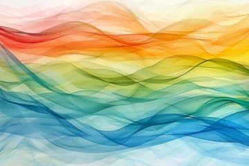 Gordijnen パステルカラーの抽象的な水彩サイン波 © Maki_Illust