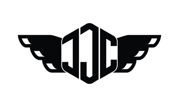 JJC polygon wings logo design vector template.