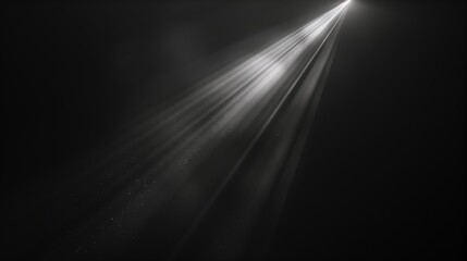 Subtle volumetric ray effect on a dark background. Light ray softly piercing through the darkness, creating depth. Generated by artificial intelligence.