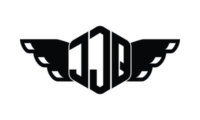 JJQ polygon wings logo design vector template.