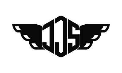 JJS polygon wings logo design vector template.