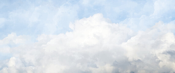 Obraz premium Blue sky and clouds. Vector art background for background, cover, cards, flyers or poster. Hand drawn blue abstract vector illustration.