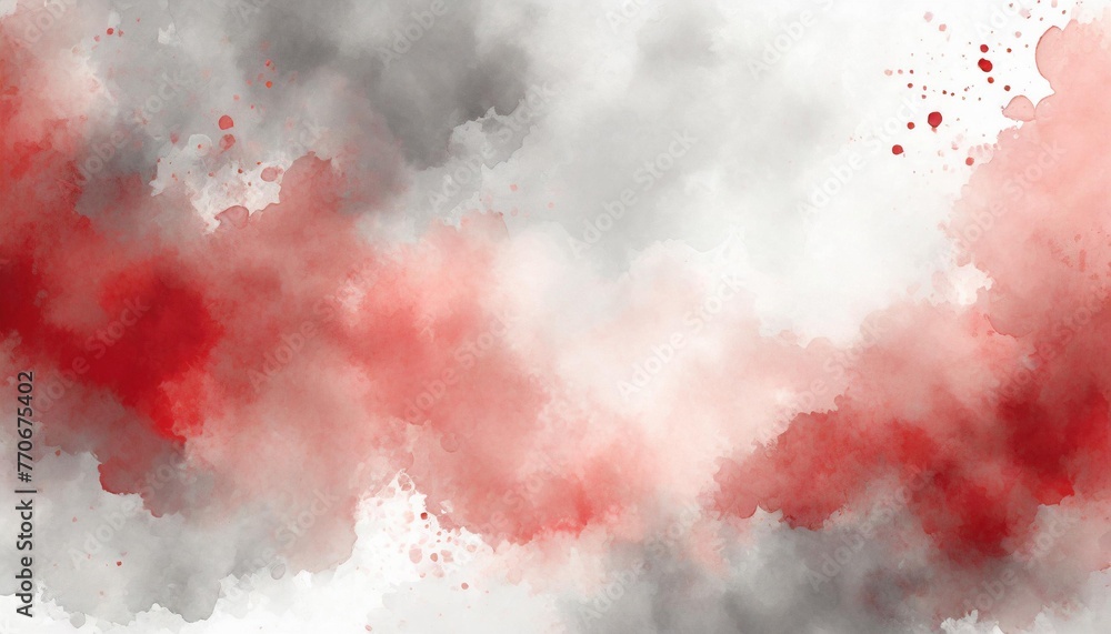 Wall mural artistic gray, blood-red and white watercolor background with abstract cloudy sky concept. grunge ab