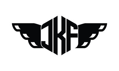 JKF polygon wings logo design vector template.