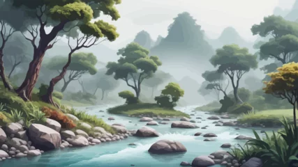 Türaufkleber Landscape Cartoon Forest Design Very Cool © SATRIA