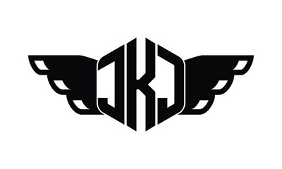 JKJ polygon wings logo design vector template.