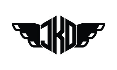 JKO polygon wings logo design vector template.