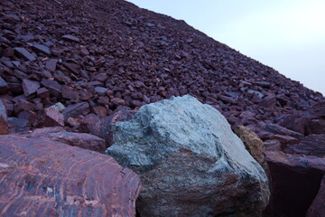 Iron ore quarry, iron ore dumps, natural resource deposits, raw materials, geological, mineralogy,...