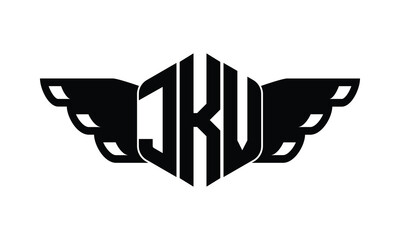 JKV polygon wings logo design vector template.