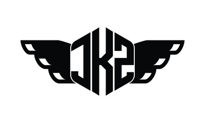 JKZ polygon wings logo design vector template.