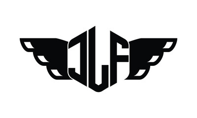 JLF polygon wings logo design vector template.