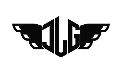 JLG polygon wings logo design vector template.