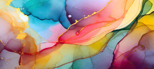 Stylish colorful liquid in alcohol ink texture background. Bright splash. Generative AI.