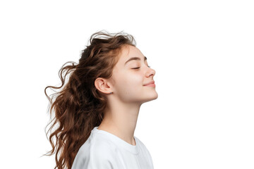 Profile view of girl looking - obrazy, fototapety, plakaty