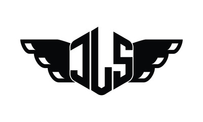 JLS polygon wings logo design vector template.