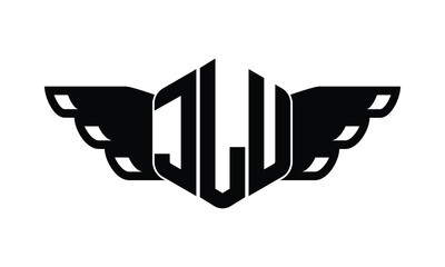 JLU polygon wings logo design vector template.