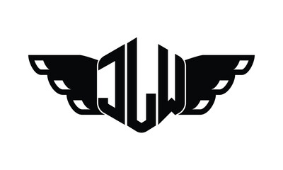 JLW polygon wings logo design vector template.