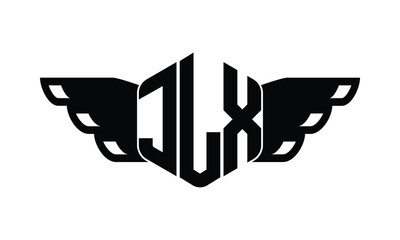 JLX polygon wings logo design vector template.