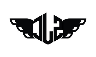 JLZ polygon wings logo design vector template.