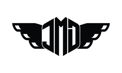 JMD polygon wings logo design vector template.